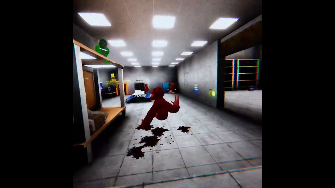 Red monster in scary baboon inside lobby?!?!