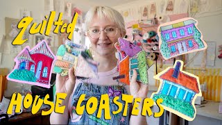 Turn your fabric scraps into the COOLEST coasters shaped like houses 🏡⚡️✨  (sewing tutorial)