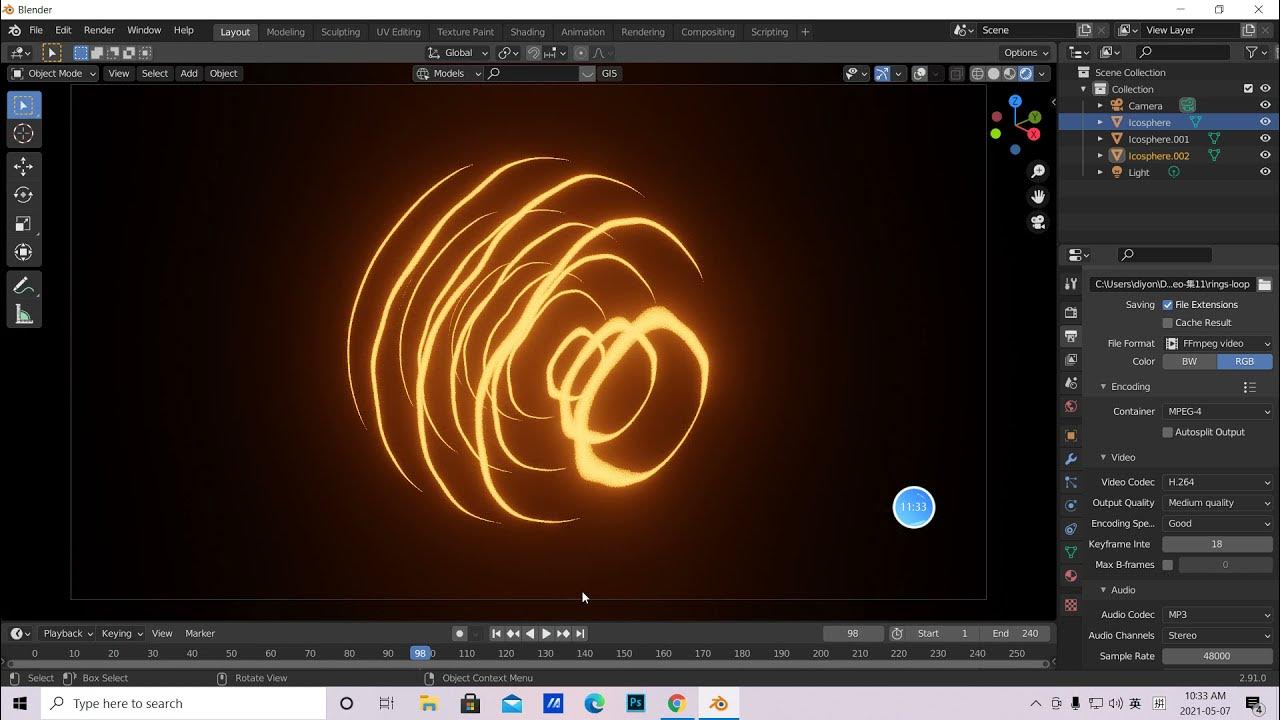 Blender 2 91 chinese tutorial procedural rings loop animation 