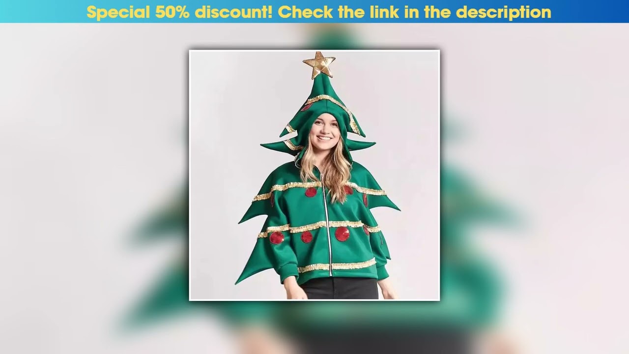 Exclusive ZAWALAND Adult Christmas Hoodie Women Men Green Christmas Tree Cosplay Costume Fancy Carn