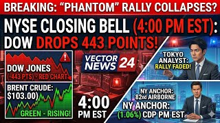 March 24,2026 NYSE CLOSING: The "Phantom" Rally Collapses—Dow Drops 443 as Oil Surges