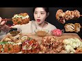 SUB)바삭빠삭 튀김에 맥주 먹방🍤🍺🍗 바질크림새우 치킨 고추유린기 가지튀김까지 꿀조합 리얼사운드 Crunchy Fried Chicken &amp; Beer Mukbang Asmr