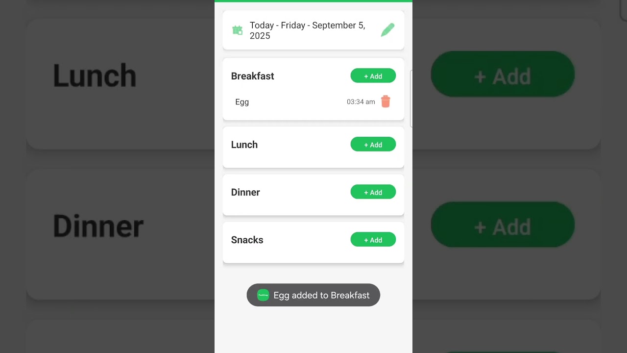 Food Diary App - Daily Meals Log google spreadsheet per user