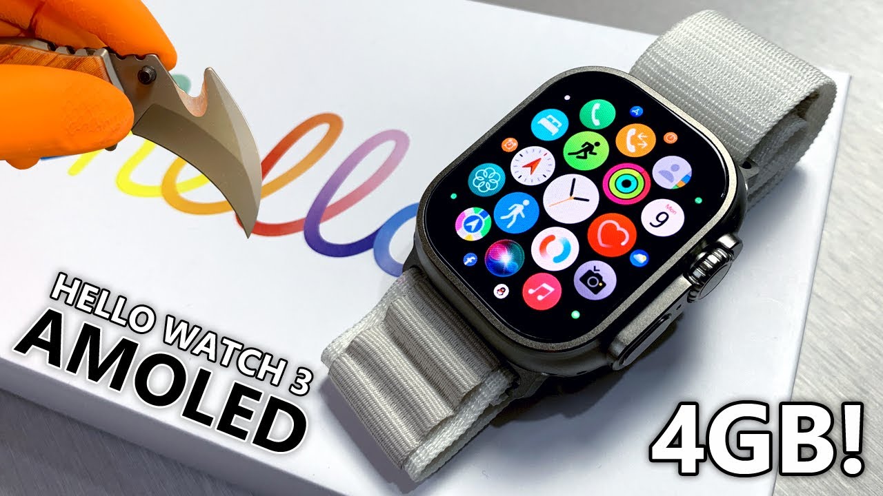 Hello Watch 3 AMOLED Full UNBOXING and Review Apple Watch Ultra Copy!  Better than HK8 Pro Max - ASMR 