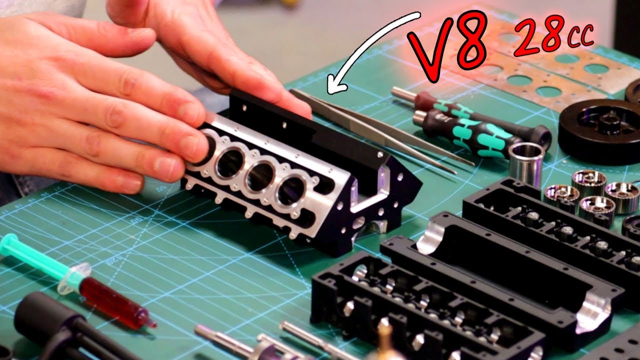 Двигатель Mini V8 объемом 28 куб. см (полная сборка)