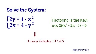How to Solve 2y=4-x^2 for all 4 Solutions (Full Step-by-Step Substitution)