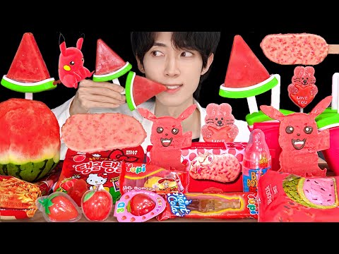 ASMR ICE CREAM WATERMELON PARTY 다양한 수박 아이스크림 젤리 먹방 DESSERTS JELLY CANDY MUKBANG EATING SOUNDS 咀嚼音