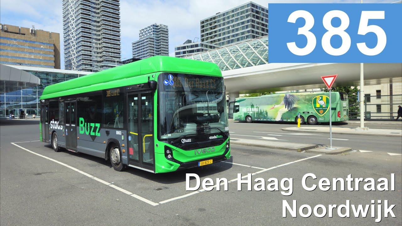 Qbuzz lijn 385: Den Haag Centraal Station - Noordwijk | Qbuzz ZHN | Qbuzz 8063 | 2025