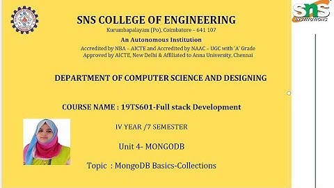 MongoDb Basics and Collection|Full stack Development|SNS INSTITUTIONS