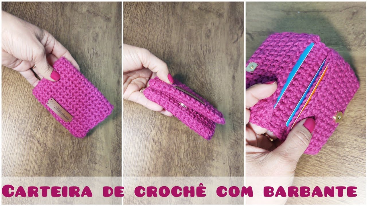 carteira de crochê com barbante - fácil, rápida e econômica
