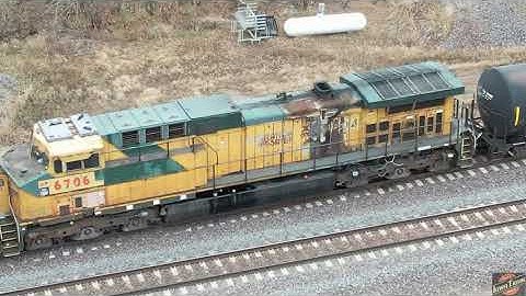 TRAIN HAS EMERGENCY STOP IN FRONT OF ME! FAST UNION PACIFIC ACTION, UP 6706 (CNW) AND DRONE VIEWS!