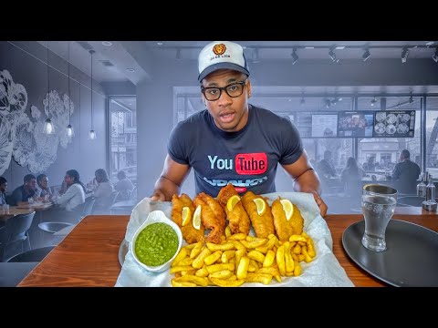 Traditional British Fish & Chips Man Vs Food Challenge