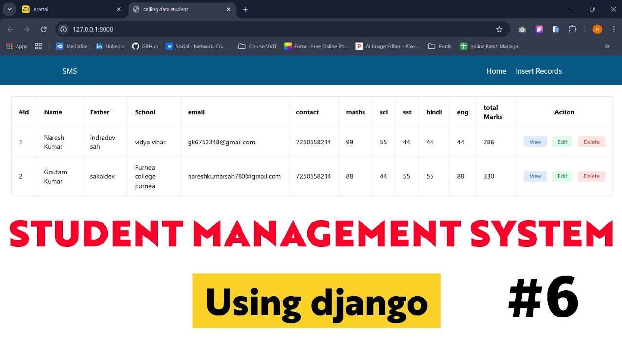 Student Management System Using Django | CRUD Project with Marks ...