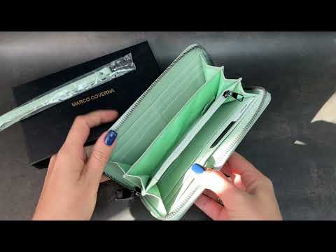 Женский кожаный портмоне на молнии фисташкового цвета Marco Coverna W004 Light Green video