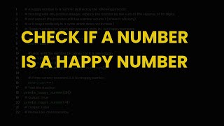 Check if a number is a happy number