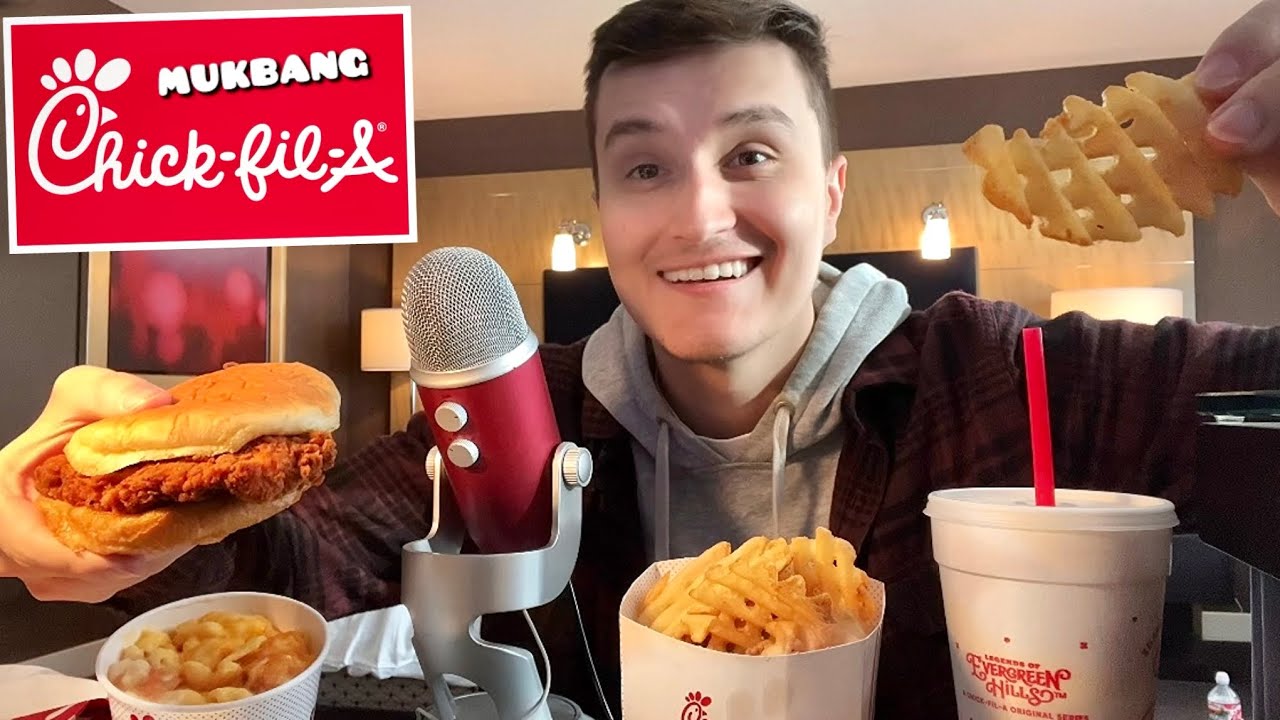 ASMR | Chick Fil — вкусный куриный сэндвич Mukbang 🐔🍟