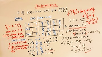 Derivative of absolute value function |Cosx-Sinx| at x= π/6 & x=π/3