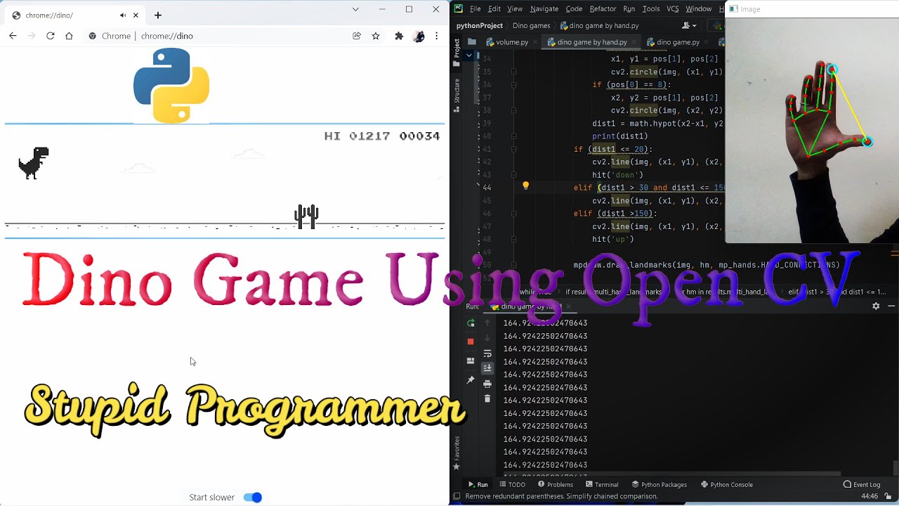 Dino game using Open CV PYTHON #python #opencv #corona #programmer # ...