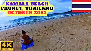 【4K】Kamala Beach, Phuket, Thailand - Beach walk in October 2023 🇹🇭
