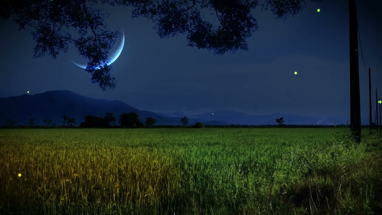 Спокойная ночная атмосфера — сверчки и нежный ветерок в деревьях от бессонницы