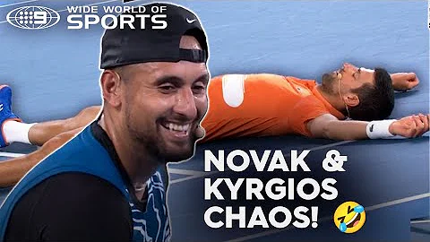 Kyrgios & Djokovic's hilarious exhibition match ge...