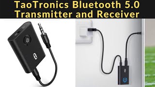 TaoTronics Bluetooth 5.0 Transmitter and Receiver, 2-in-1 Wireless 3.5mm Adapter