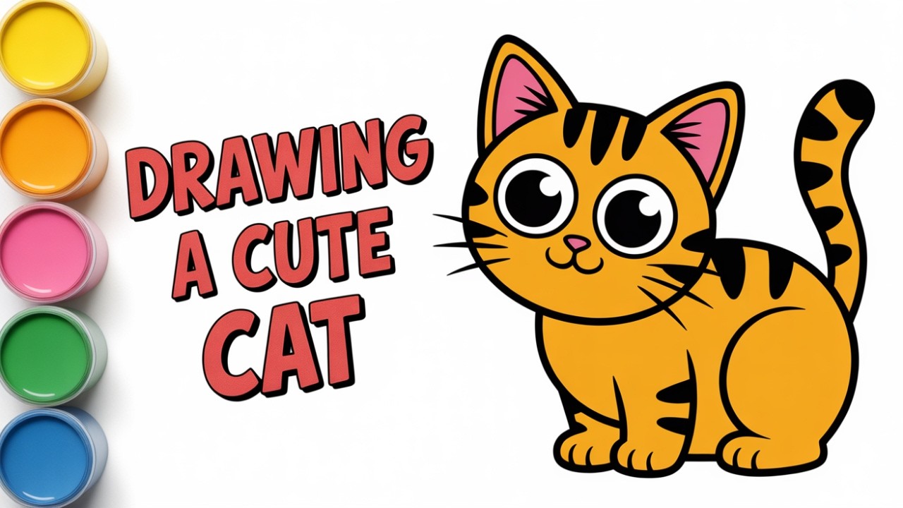 How To Draw A Cute Kitten Portrait  | Easy Drawing for Kids #3