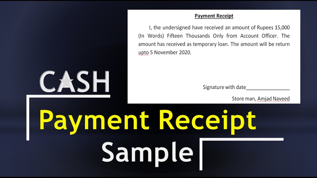 Payment Receipt Sample For Temporary Loan In Ms Word | Receipt For Cash Payment