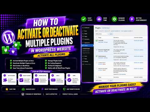 How To Activate or Deactivate Multiple Plugins in WordPress Website | Activate All Plugins
