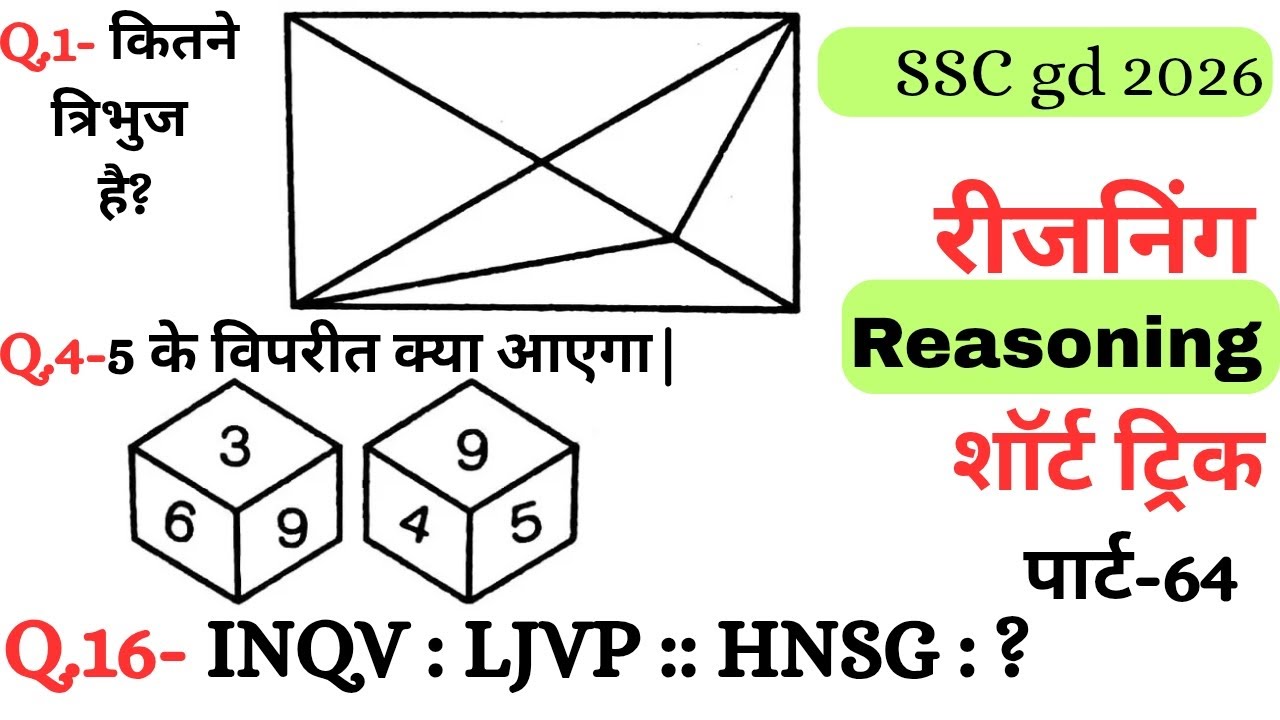 Reasoning प्रैक्टिस Set–64|| SSC gd reasoning|| ntpc reasoning|| reasoning||  reasoning practice set