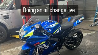 Doing an oil change on the GSXR live