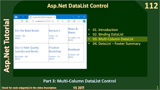 DataList Control | Part 3 - Multi Column DataList | Asp Net Tutorial #112