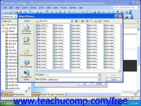 FrontPage Tutorial Modifying Lists Microsoft Training Lesson 6.4