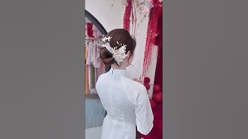 Tóc búi ứng dụng cho cô dâu áo dài học viên làm tại lớp