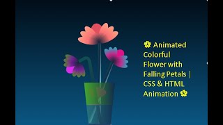 Animated Colorful Flower with Falling Petals | CSS & HTML Animation