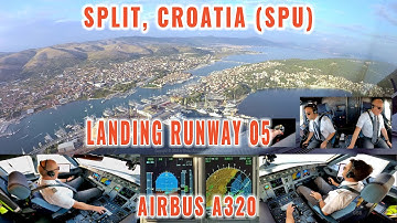 Split, Croatia (SPU) | Beautiful Airbus approach and landing RWY 05 | Cockpit, Pilots + Instruments