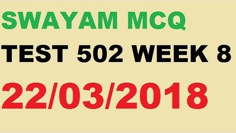 SWAYAM SOLVED MCQs 27-Questions Week-8 Course-502Free Online Courses|