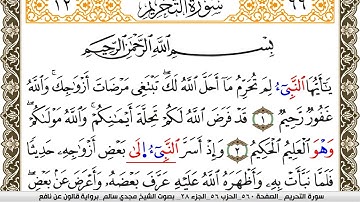 سورة التحريم مكتوبة مجدي سالم Surah Al Tahreem  برواية قالون عن نافع