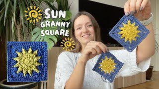 ☀ SUN GRANNY SQUARE PATTERN ☀ | stepbystep crochet tutorial