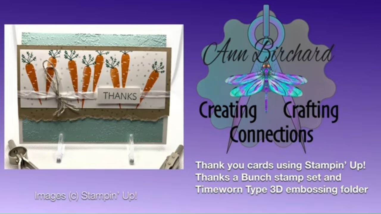Thank you card using Stampin' Up! Thanks a Bunch stamp set and Timeworn ...