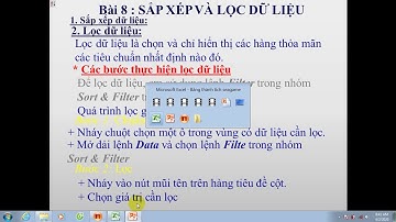 BÀI 8: SẮP XẾP VÀ LỌC DỮ LIỆU (TIN HỌC 7)
