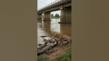 Leopard bite on Python at the bridge #wildlife #animals #wildanimals #documentary