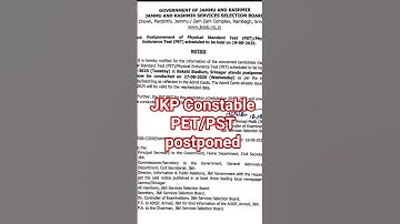jkp Constable PET/PST postponed||#jkpconstable #short