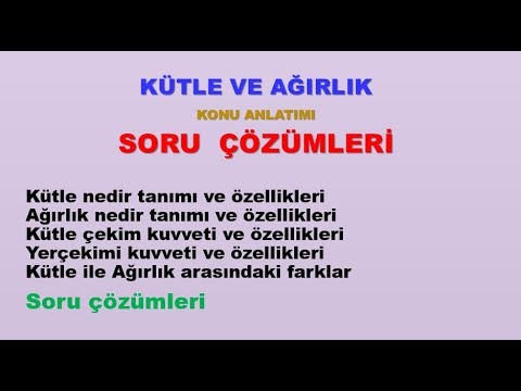 7 Sinif Kutle Agirlik Konu Anlatimi Soru Cozumu Youtube