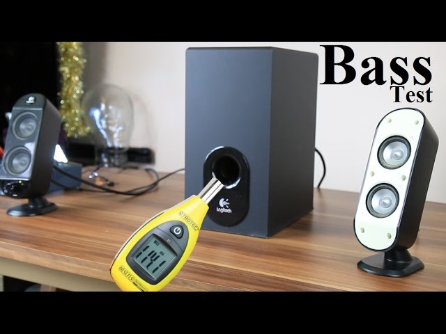 How remove grill on Logitech x-530 + subwoofer excursion bass dB test - YouTube