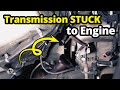 Transmission Stuck to Engine! How to Separate Transmission Bell Housing from Engine - 6L80 Silverado