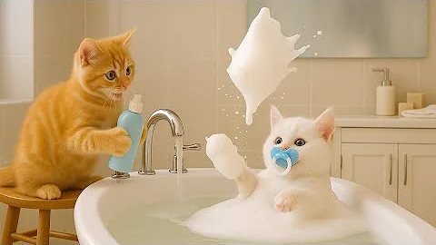 Video 11042681: cat kitten jumping, baby kitten bath, cat kitten cute