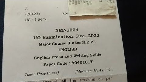 B.A 1st semester English question paper of CCSU NEP English prose and writing skills last year paper