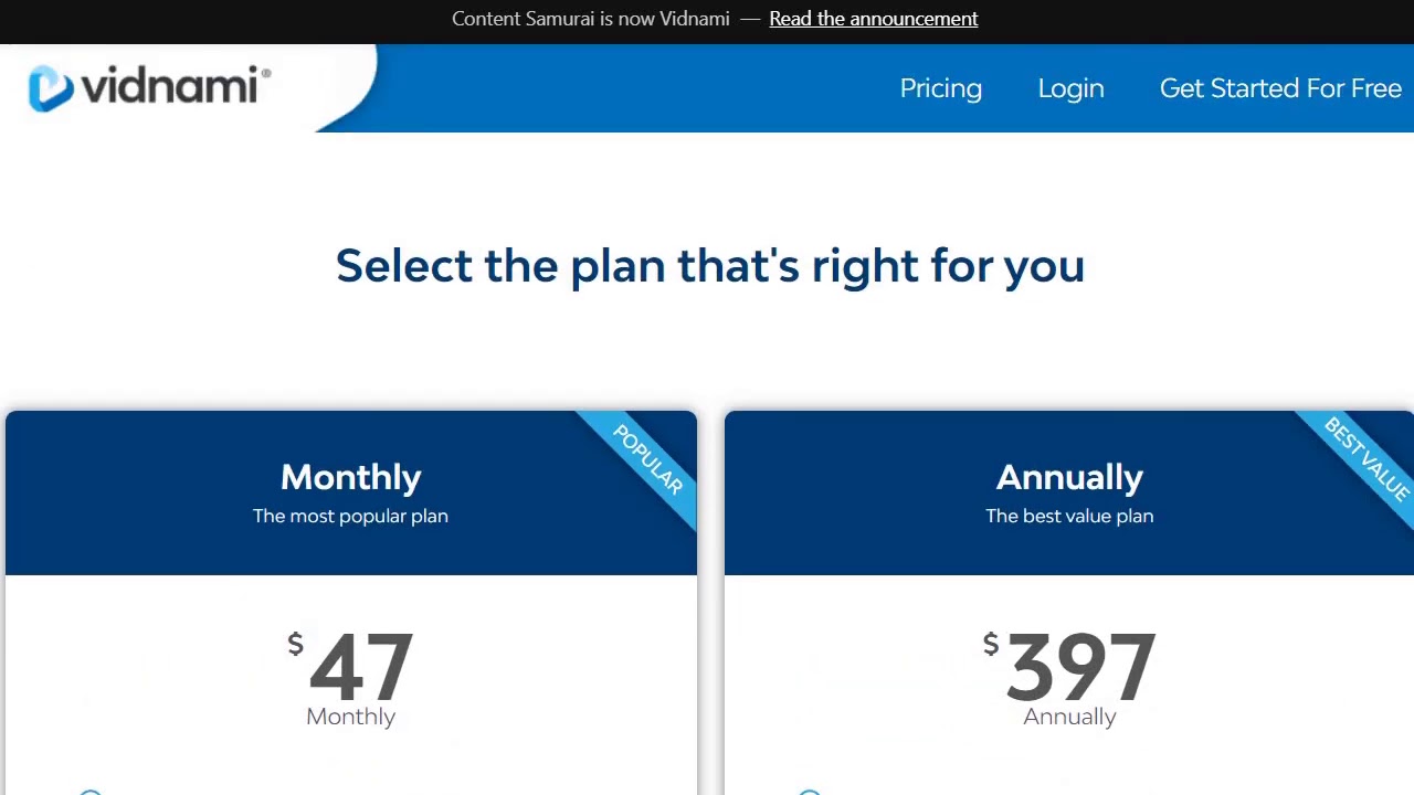 Vidnami Pricing Plans (Content Samurai) Price, Cost, & Deal YouTube