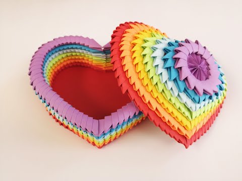 How to Make 3D Origami Heart Box - Rainbow